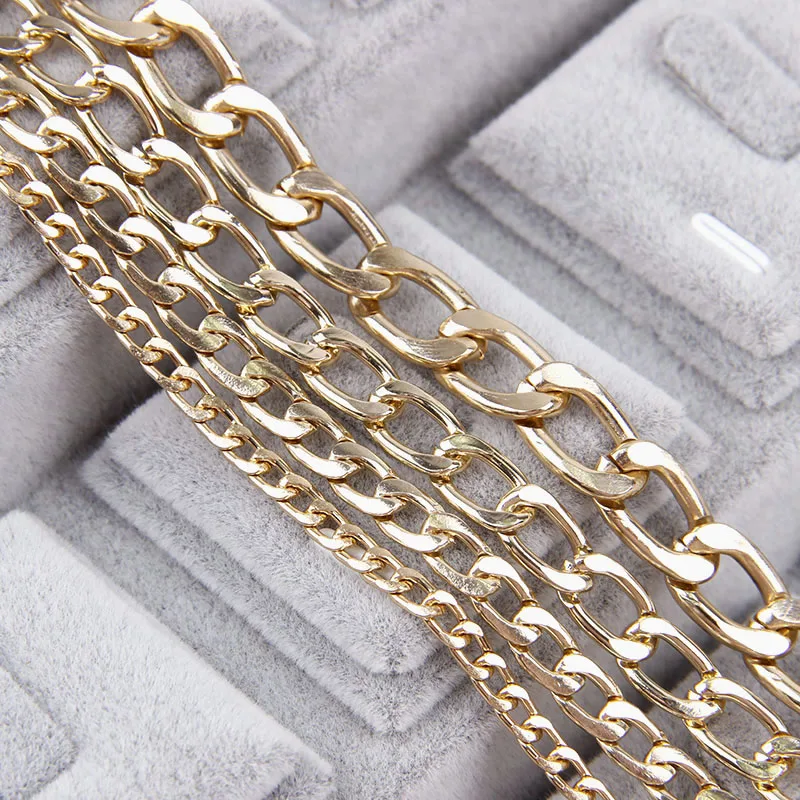 Metal Mixed Color Flat Byzantine Necklace Twisted Chains Curb Chains Bulk Fit Bracelets Open Link Chain For DIY Jewelry Making