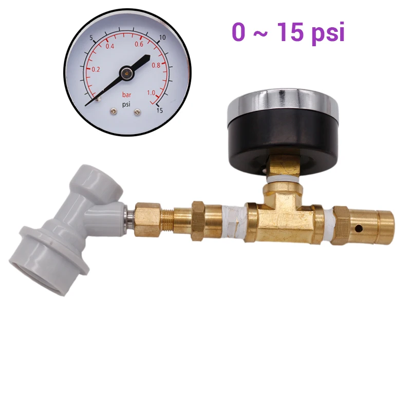 Ball Lock Spunding Valve with Gauge Adjustable Pressure Relief Valve Assembly with Gauge Beer Brewing Equipment