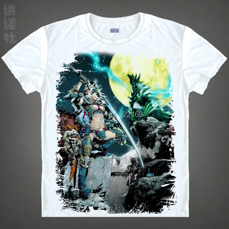 Coolprint Japanese Monster Hunter anime  Short-Sleeve t-shirt Zinogre cotton shirt Cosplay christmas halloween Costumes clothing image 5
