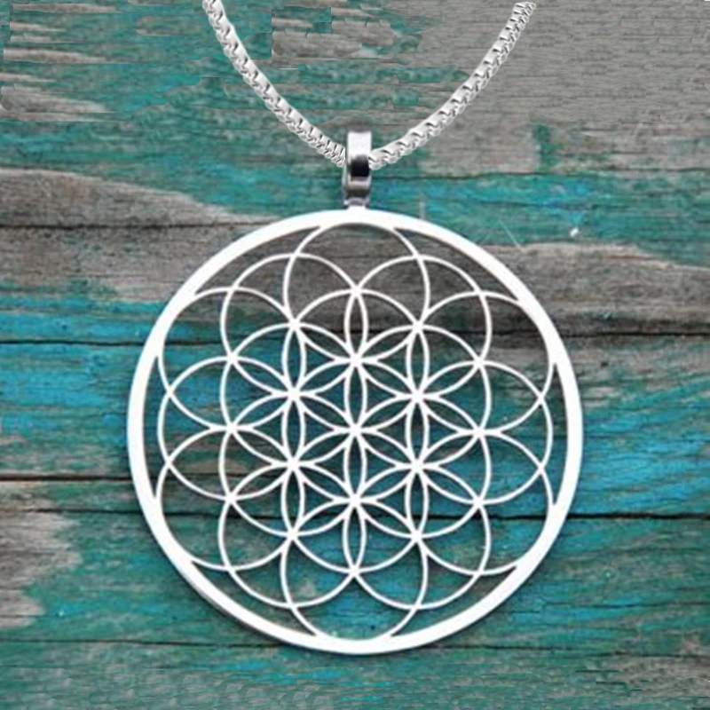 Seed Of Life Necklace  Geometric Pendant Sacred Geometry Flower of life necklaces & pendants With 60 cm box chain for women