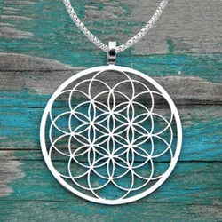 Seed Of Life Necklace  Geometric Pendant Sacred Geometry Flower of life necklaces & pendants With 60 cm box chain for women