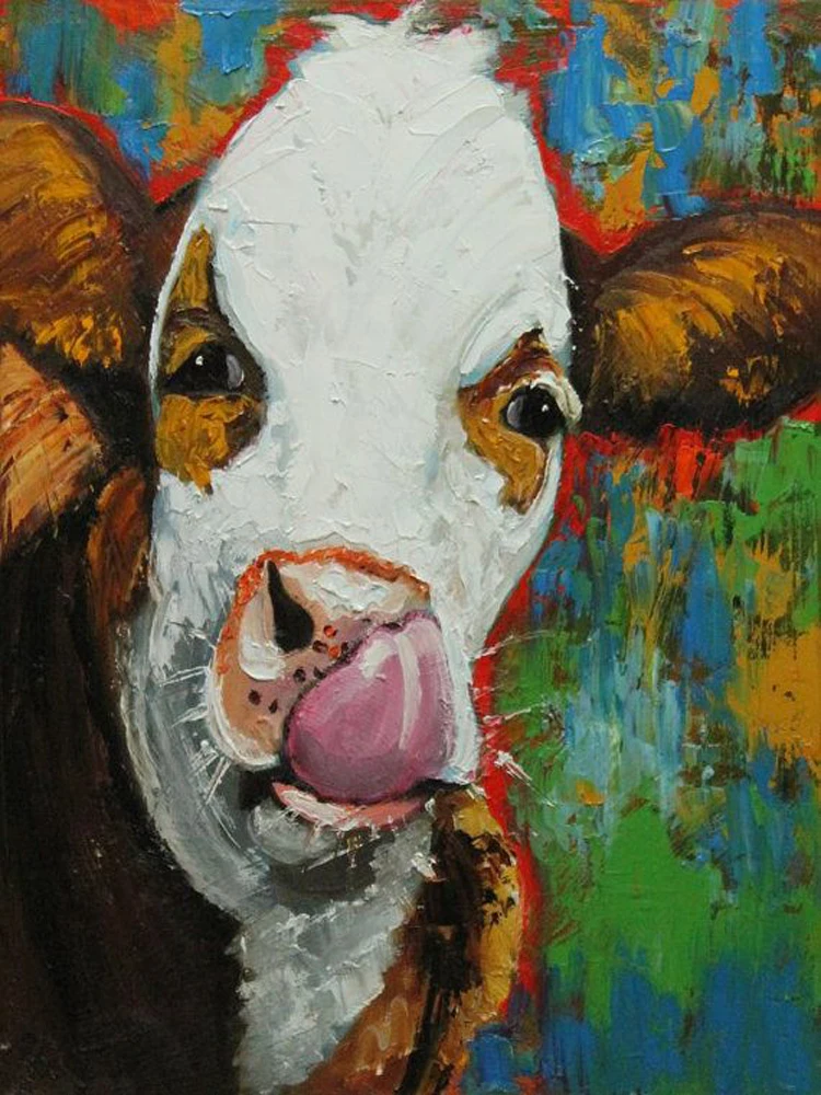 

Superb Artist Hand-painted High Quality Funny Cow Oil Painting For Wall Decorative Abstract Modern Cow Decorative Painting