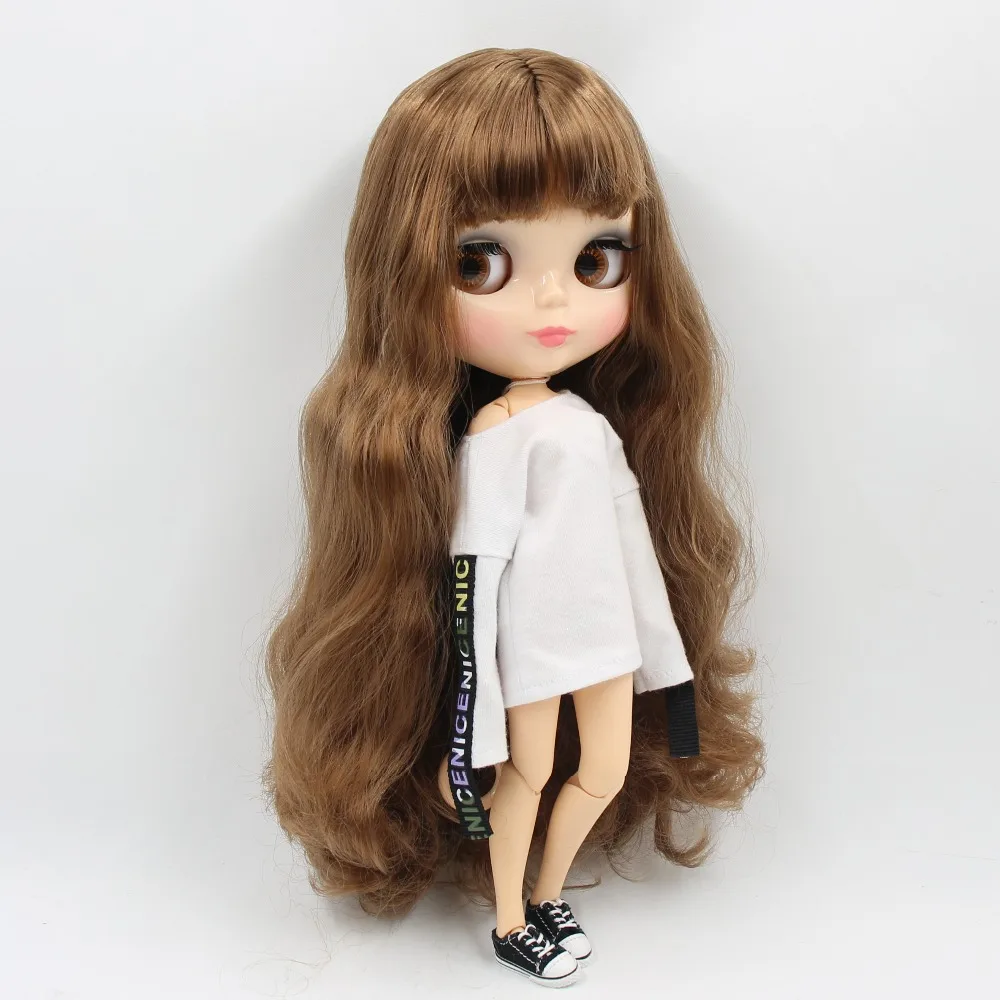 ICY DBS Blyth Doll 1/6 bjd brown hair joint body shiny face nude doll 30cm toy ob24 anime