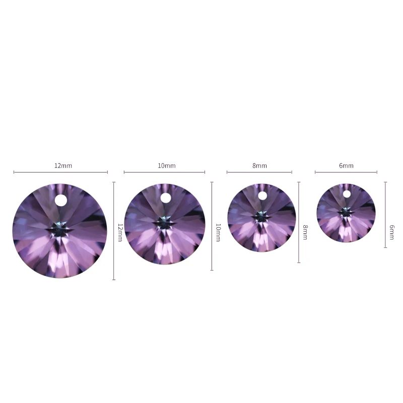 Astrobox Elegant Rivoli Round K9 Glass Rhinestones Clear Tiny Diamond Pendant DIY Earring Necklace Jewelry Making One Hole