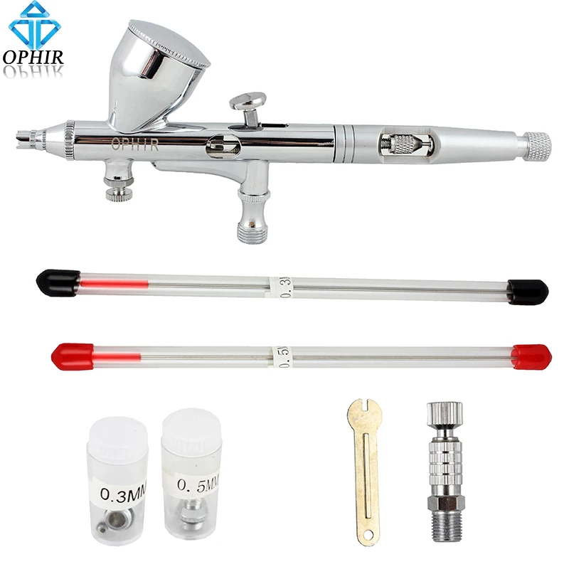 

OPHIR Gravity Air Brush Gun 3 Tips Dual-Action Airbrush Set Auto Paint Spray Gun for Cake Decorating/Model Hobby Paint_AC070