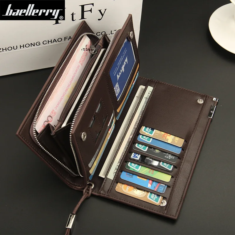 Baellerry Men Wallets Classic Long Style Card Holder Male Purse Quality Zipper Large Capacity Big Brand Luxury Wallet For Men