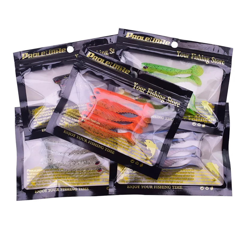 5 stuks. 3D Eyes Silicone Fish Tail Soft Lure 7cm 2.8g Visaas kunstmatig rubber kunstaas voor snoekbaars baars forel