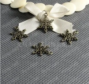 

200pcs/lot alloy bead Antique Bronze Plated 19*15MM Christmas snowflake shape Charms Pendants Fit Jewelry Making DIY JHA1640