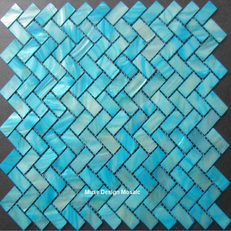 Mediterrane Dyed Blue Shell Mosaic Tiles for DIY bathroom shower cabinet fireplace subway Brick wall