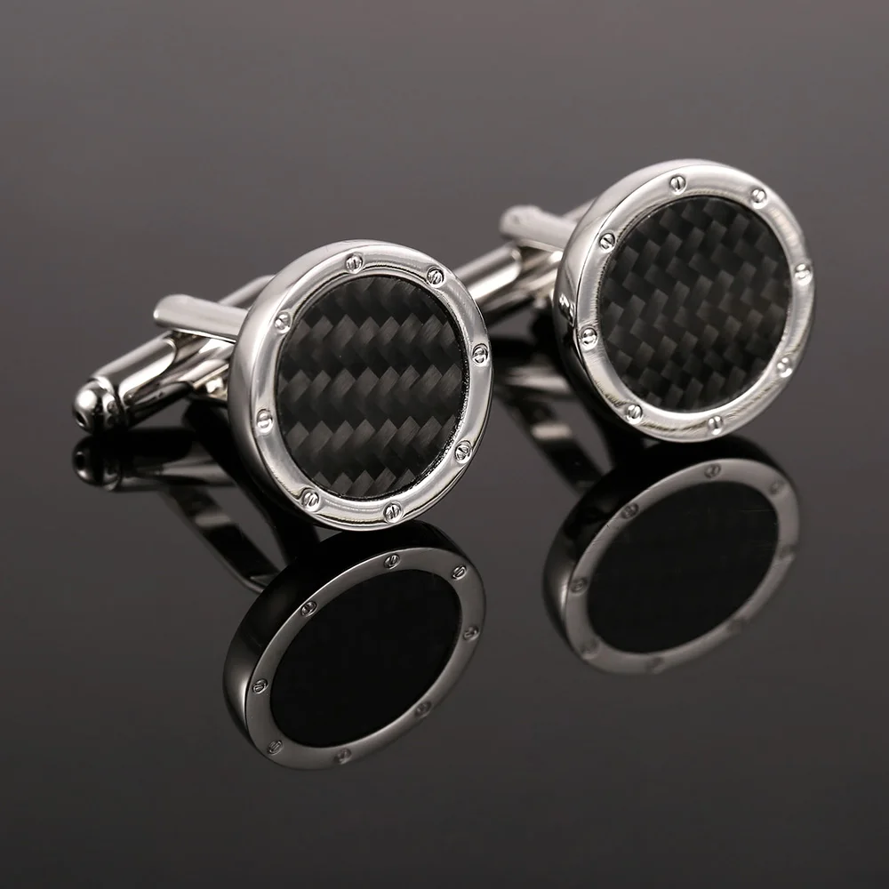 VAGULA Bonito Gemelos Carbon Fiber Men Cufflinks Top Luxury Brand gift Party Wedding Suit Shirt Button Cuff links 10138