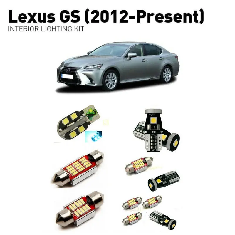 

Led interior lights For Lexus gs 2012+ 7pc Led Lights For Cars lighting kit automotive bulbs Canbus