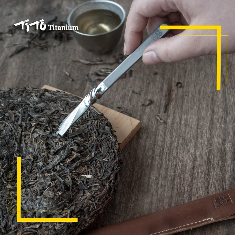 TiTo Titanium Tea Cone Needle For outdoors Breaking Prying Tea Brick Professional Tool