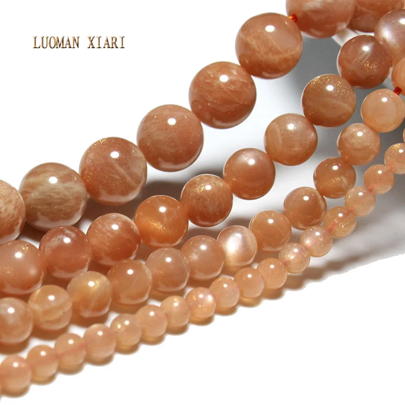 LUOMAN XIARI Natural AAA+ Round  Sunstone Stone Bead For Jewelry Making DIY Bracelet Necklace  Material 4/6/8/10mm Strand 15\'\'