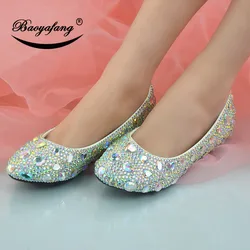 wedding shoes Sapphire AB Diamond Crystal Night Insert Diamond Shoes Banquet Shoes White sweet party shoe