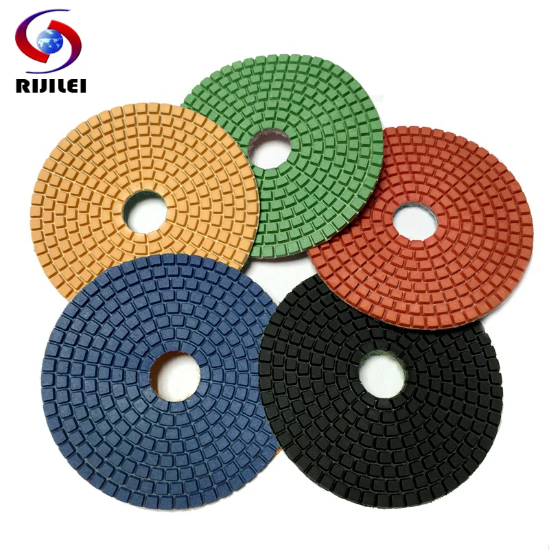 RIJILEI 10 Pieces/Lot 5 Inch Diamond Polishing Pad Wet Granite Polishing Pads 125mm Diamond Polishing Pads Marble Concrete 5DS1