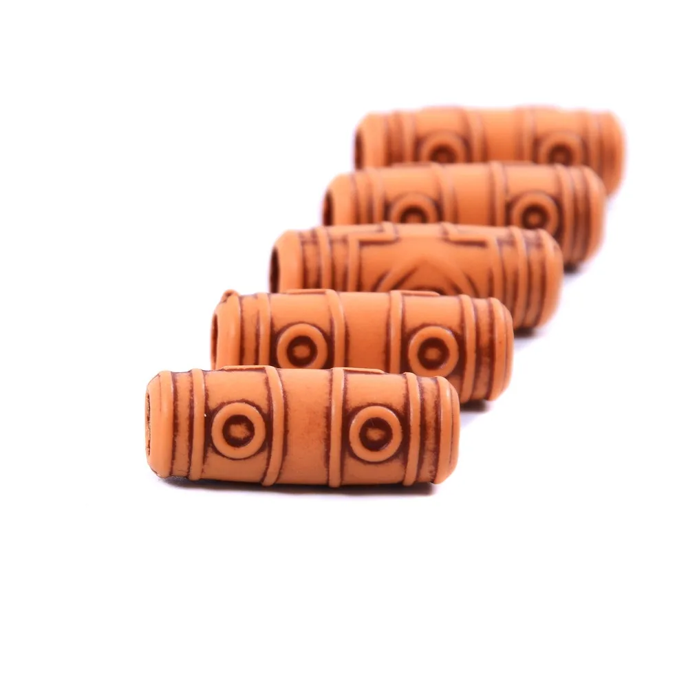 12Pcs-24Pcs Hair Braid Dread Dreadlock Beads Cuffs Clips Wooden Color Approx 5.9mm Inner Hole