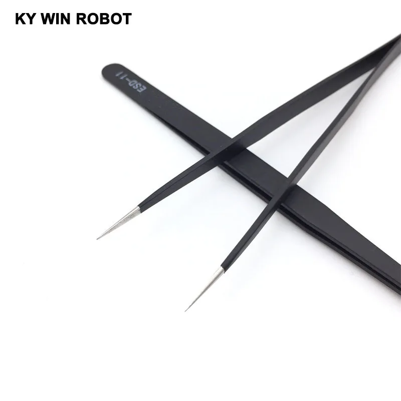 1 قطعة ESD-11 مكافحة ساكنة منحني مستقيم تلميح الملقط الدقة لحام مجموعة ملاقيط ESD الإلكترونية الملقط أداة