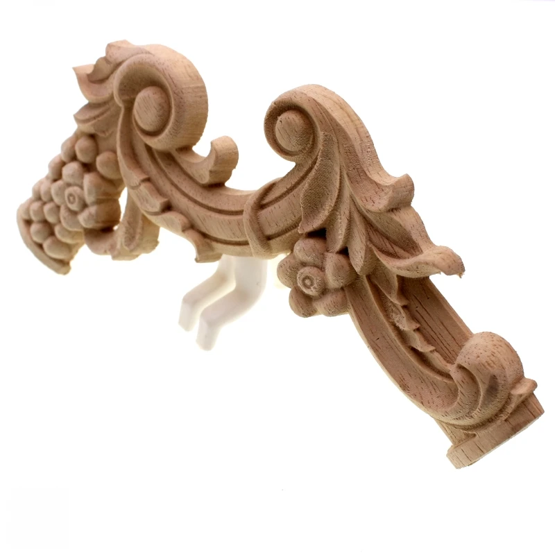 RUNBAZEF Vintage Unpainted Wood Carved Decal Corner Applique Frame For Home Furniture Wall Cabinet Door Decorative Wooden Craft