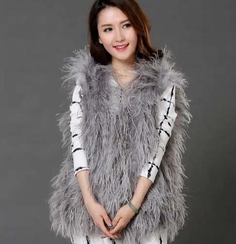 

LET-SETTING hot sale Large size winter fur vest ostrich hair long vest