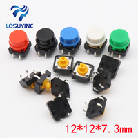 20PCS Tactile Push Button Switch Momentary 12*12*7.3MM Micro switch button + (20PCS 5 colors Tact Cap)