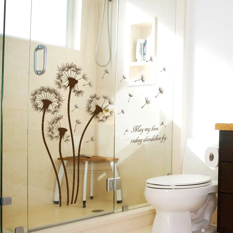 Brown Color Dandelion Wall Sticker Living Room Bedroomkids Rooms Home Decor PVC Autocollant Mural