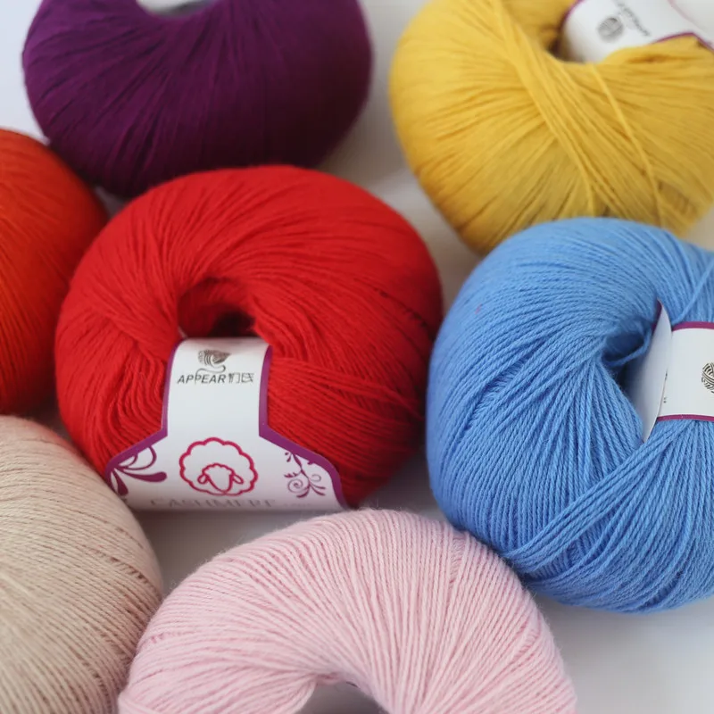 

Free shipping 50g/ball Anti Pilling Cashmere Merino Wool Soft Super Warm For Hand Knitting Baby thin Thread A