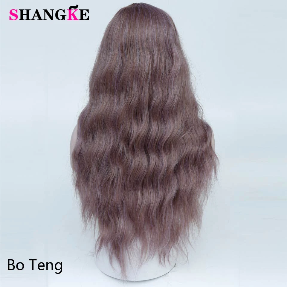 SHANGKE Synthetic Long Mix Purple Womens Wigs With Bangs Heat Resistant Kinky Curly Pink Green Wigs for Women African American