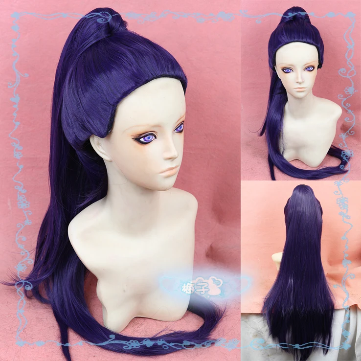 

Game OW Widowmaker / Amelie Lacroix 100cm Long Dark Purple With Clip Ponytail Heat Resistent Cosplay Costumes Wig