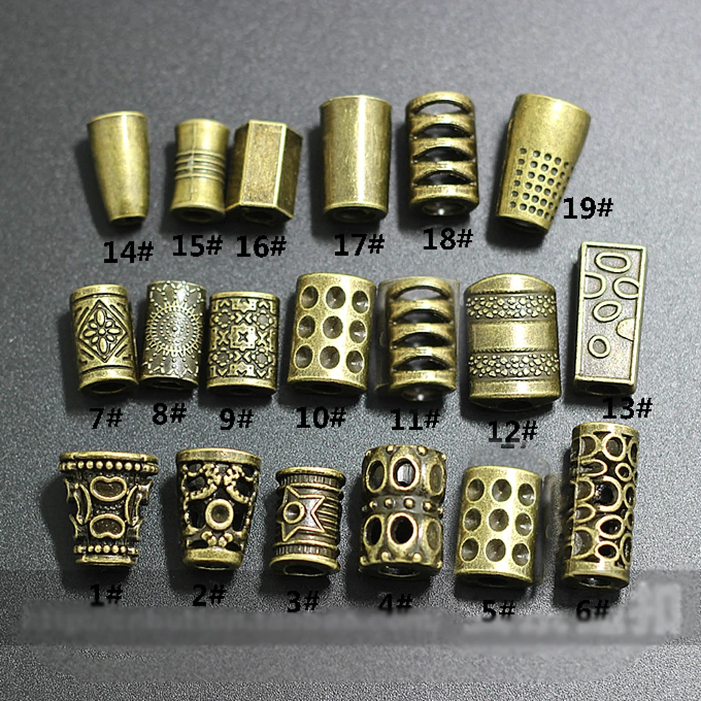 vintage bronze color multi designed pattern metal cord end rope stopper 100pcs/lot