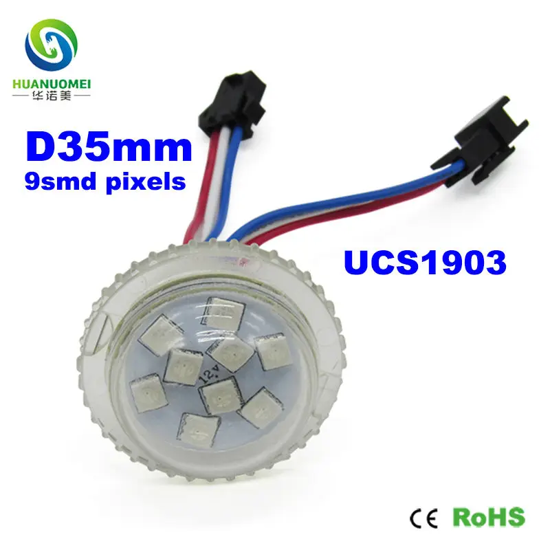 

35mm pixel rgb addressable digital full color UCS1903 35mm 9leds 5050 smd rgb led pixel module light bulb amusement park ride