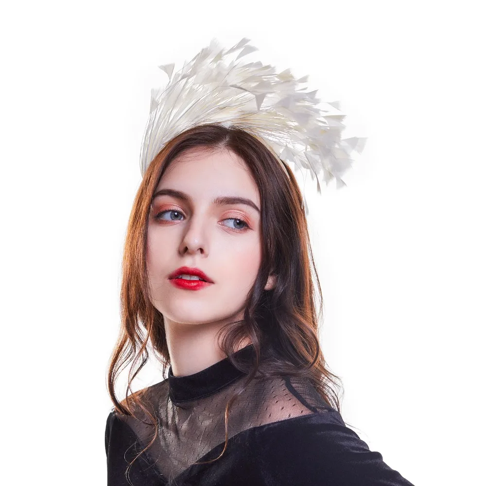 ผู้หญิง Headband Hairband Fascinator Swan Masquerade Black Feather Headbands ผม Hoop เทศกาลคริสต์มาสอุปกรณ์เสริมผม