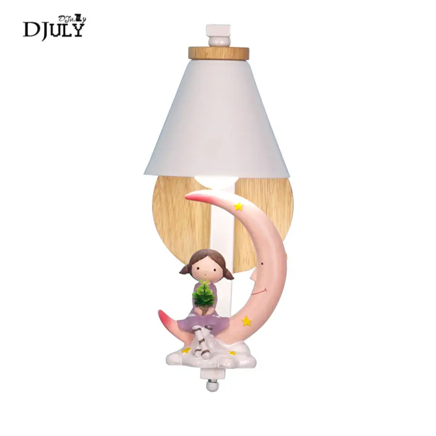 

nordic cartoon Moon princess wall lamp for kids bedroom study creative Corridor stairs light lovely children led bedside lamps