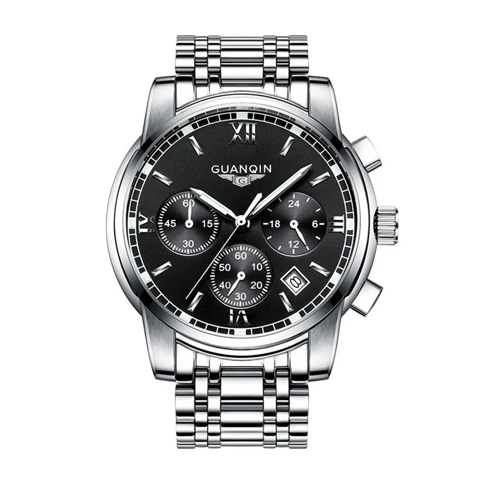 

Mens Watches Top Brand Luxury GUANQIN Quartz Watch Men Sapphir Luminous Clock Male Steel Waterproof Wristwatch relogio masculino