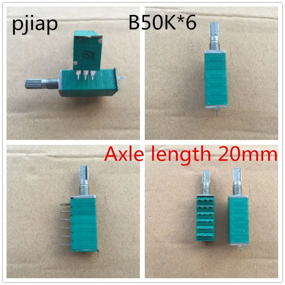 1pcs  Taiwan power amplifier, Volume 6 channel, precision potentiometer six, B50K*6 axis long, 20MM ground, 6 adjustable