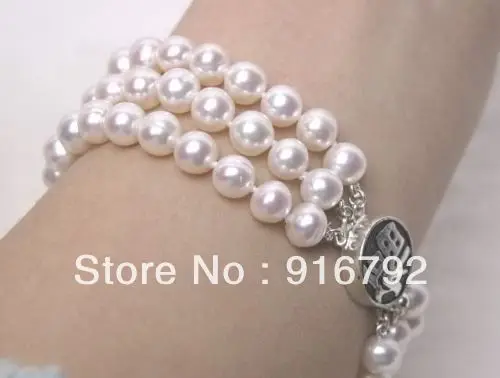 

free P&P Genuine White 7-8MM Akoya Cultured Pearl Bracelet 7.5"