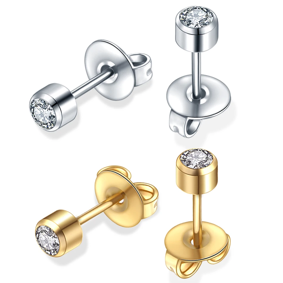 2pcs/lot Steel Sterile Earring Stud Crystal Gem Ear Piercings Ear Cartilage Tragus Helix Piercing Fashion Girls Jewelry 20G