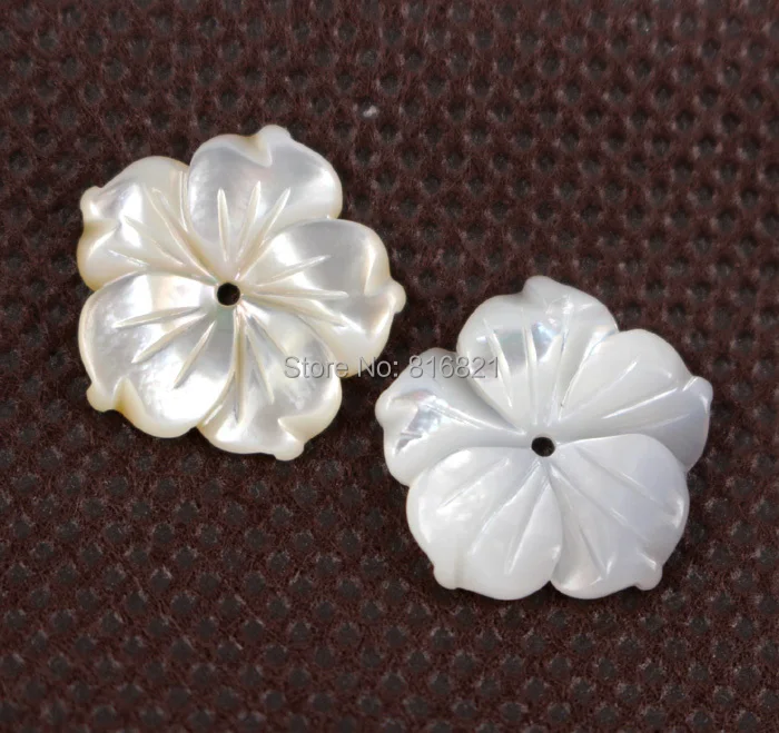 

( 10 pieces/lot ) 15x2mm New Mother of Pearl White MOP Shell Beads Carved Flower Drilled focal Beads Charms