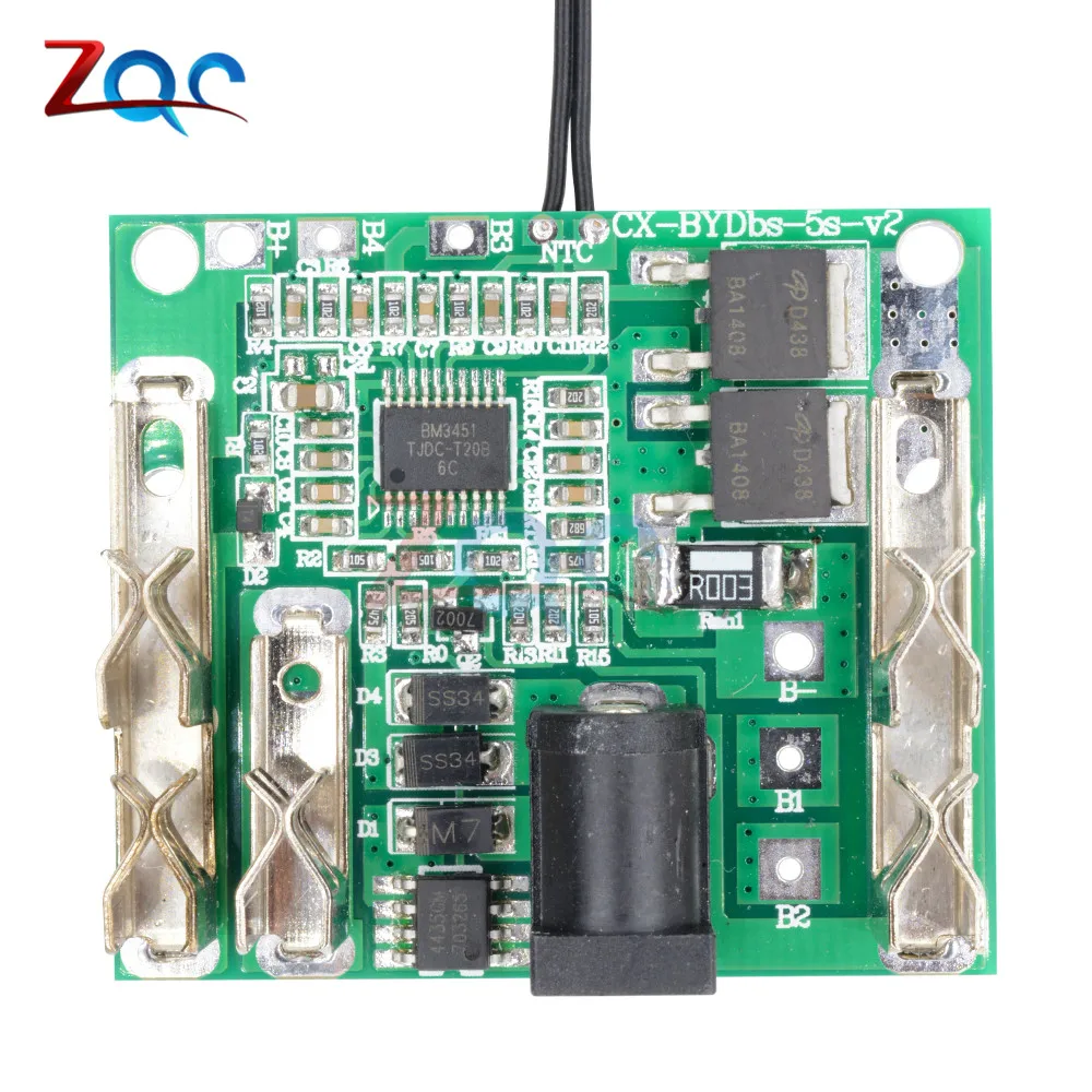 Battery Charging Protection Board 5S 18/21V 20A Li-Ion Lithium Battery Pack Protection Circuit Board BMS Module for Power Tools