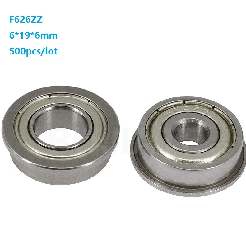 

500pcs/lot F626ZZ F626Z F626 Z ZZ F626-ZZ 6x19x6mm flange deep groove Ball Bearing Miniature 6*19*6mm