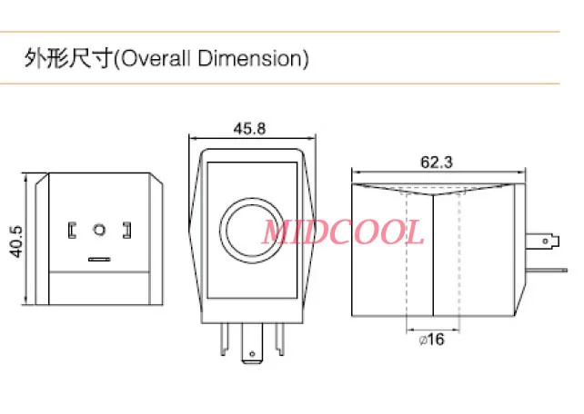 pneumatic gas water oil valve solenoid coil 12V DC connector plug DIN43650A inner hole diameter 16mm high 40.5mm