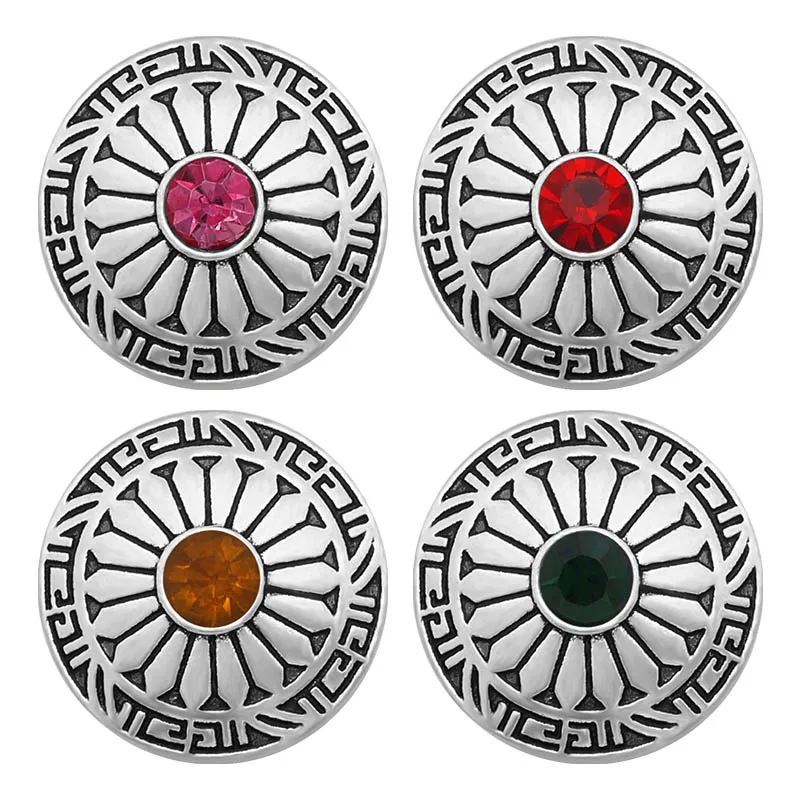 KZ3358 New Beauty Round pattern Rhinestone 20MM Metal snap buttons for DIY 18mm snap jewelry wholesale