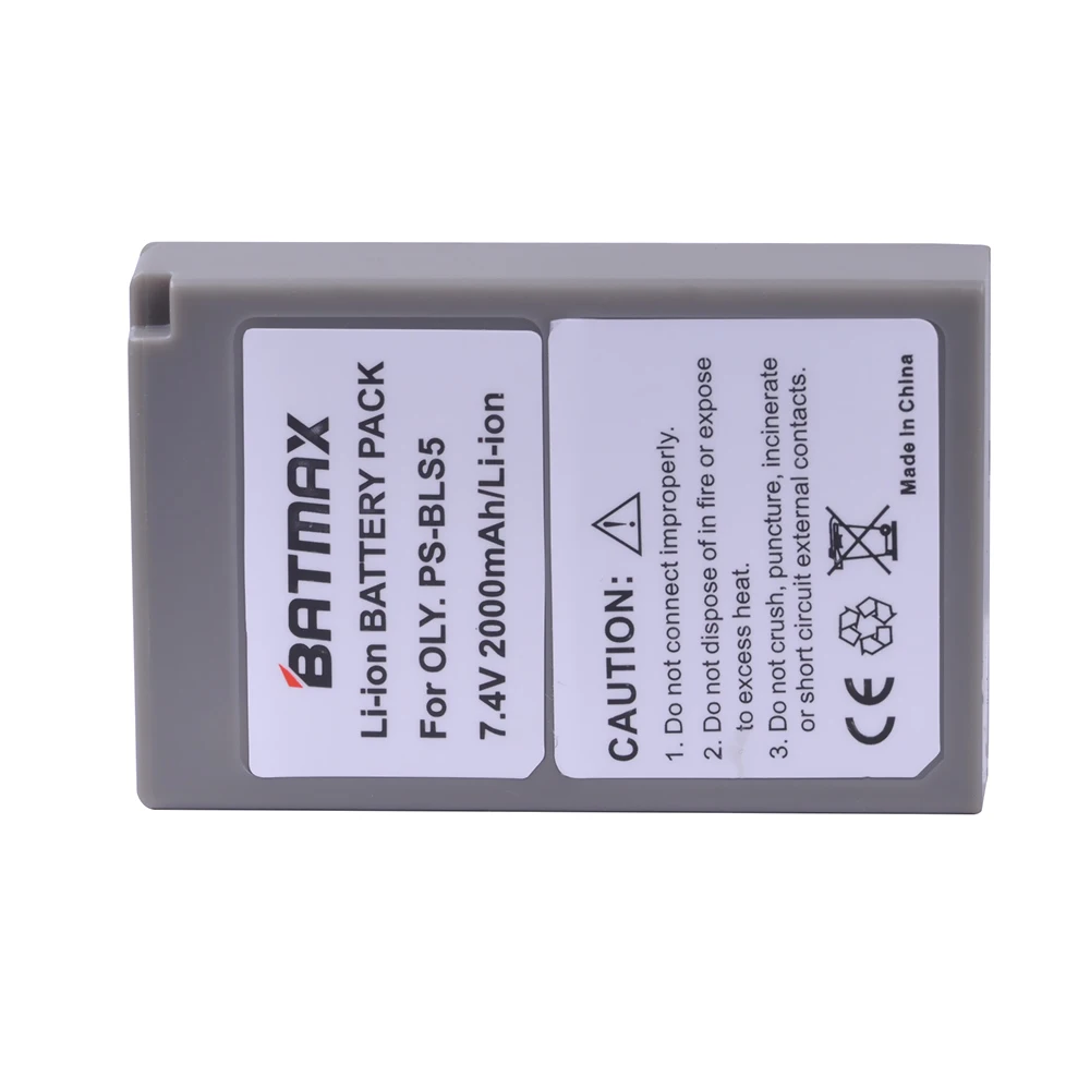 Аккумулятор Batmax, 1 шт., 2000 мА · ч, 7,4 В, PS-BLS5 PS, BLS5, PSBLS5, для Olympus OM-D, E-M10, PEN E-PL2, E-PL5, E-PL6, E-PL7, Stylus 1, EM10 II