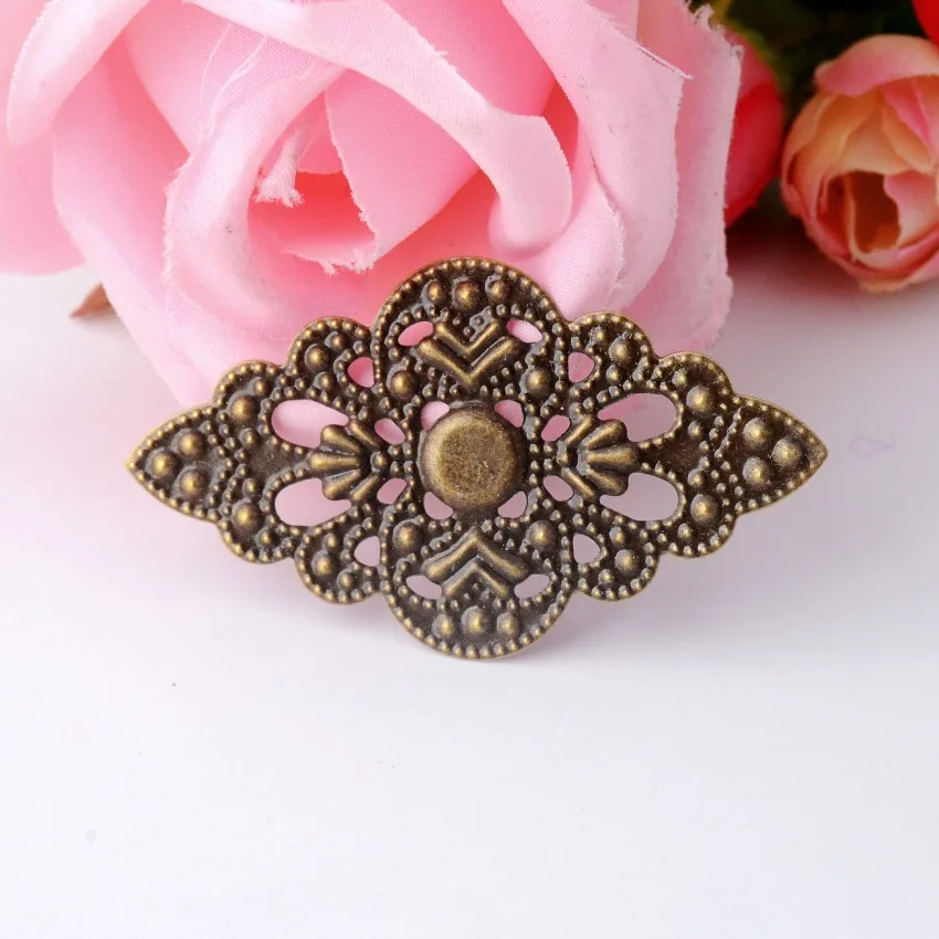 Free shipping 10Pcs Antique Bronze Filigree Wraps Connectors Crafts Gift Decoration DIY Embellishments Findings 5.2x3cm F0469