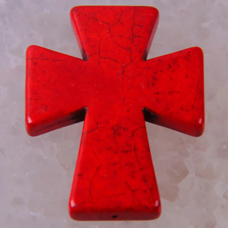 50x40MM Red Turquoise Bead Cross Pendant Jewelry For Woman Gift S015