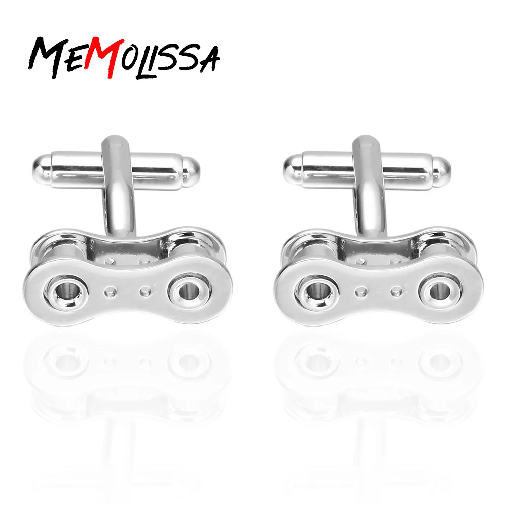 MeMolissa Display Box Trendy Bike Chain Design Cuff links High Quality Cufflinks for Mens Gemelos Free Tag & Wipe Cloth