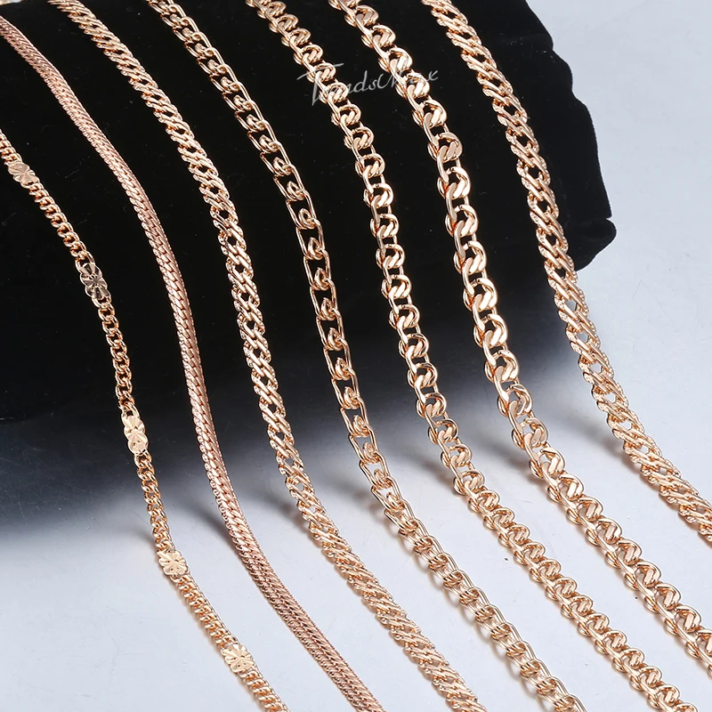 585 Rose Gold Color Necklace For Women Men Venitian Curb Snail Foxtail Link Chains Womens Mens Necklaces Wedding gift CNN1