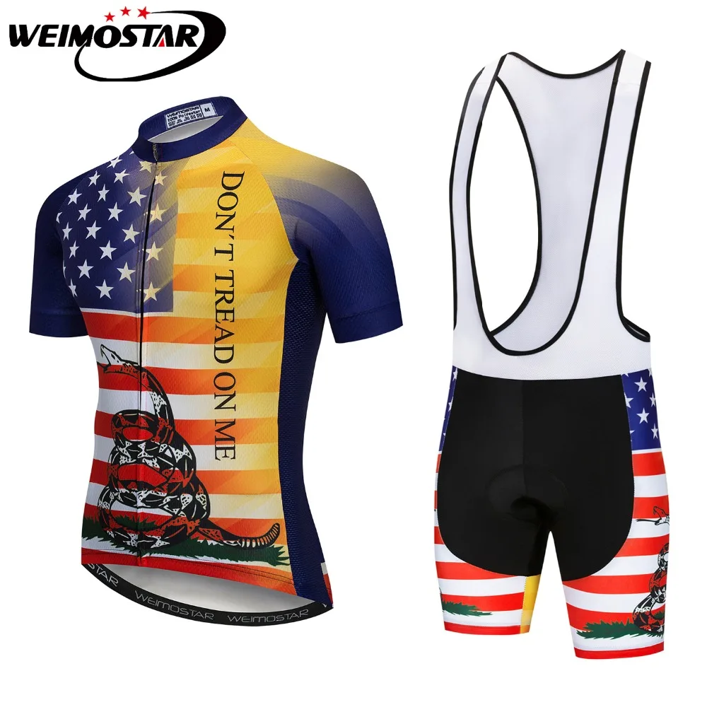 USA Flag Cycling Jersey Sets Bike Team Pro Jersey Maillot Ciclismo Bicycle Clothing Ropa Ciclismo MTB Cycling Bib Shorts Gel Pad