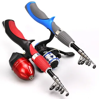 탄소 섬유 막대 Superhard 보트 얼음 플라이 루어 낚시대 고품질 낚시 릴 낚시 태클 세트 De Pesca 1.4m 길이