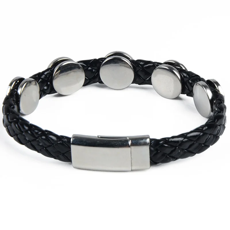 Chanfar White And Black PU Leather Bracelet Fit 12mm Snap Button Armband Jewelry With 5 Snap Buttons