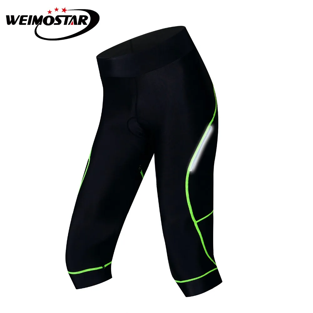 Women Cycling Shorts 4D Gel Pad Black Riding Tight Bicycle 3/4 Pants Shockproof MTB Bike Half Pants Reflective culote ciclismo